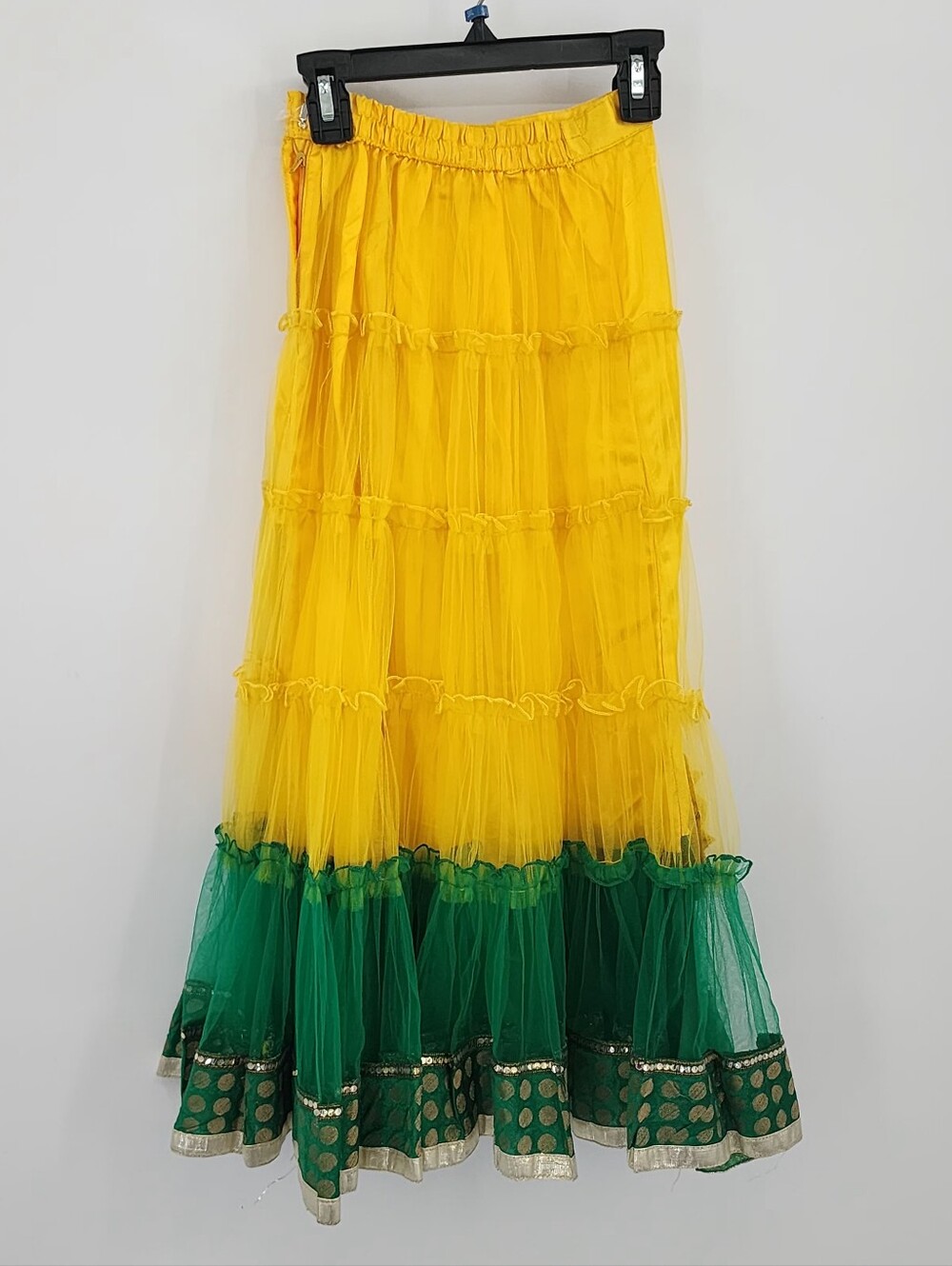 Girls Green & Yellow Traditional Lehenga Choli w/ Dupatta, Sz 6 Ethnic Dress - Picture 8 of 8